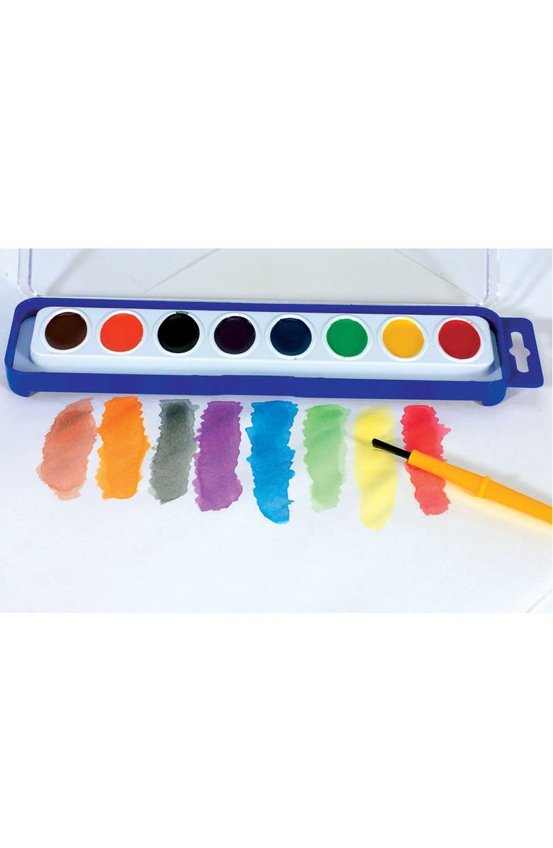 Kaplan Early Learning Company 8 Watercolor Paint Trays with Brush - Set of 12, Alternate, color, Multicolored