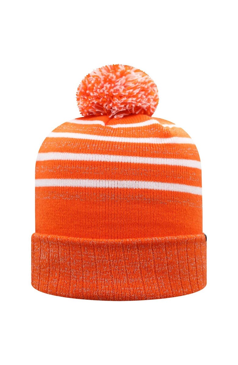 TOP OF THE WORLD Women's Top of the World Orange Clemson Tigers Shimmering Cuffed Knit Hat with Pom, Alternate, color, 