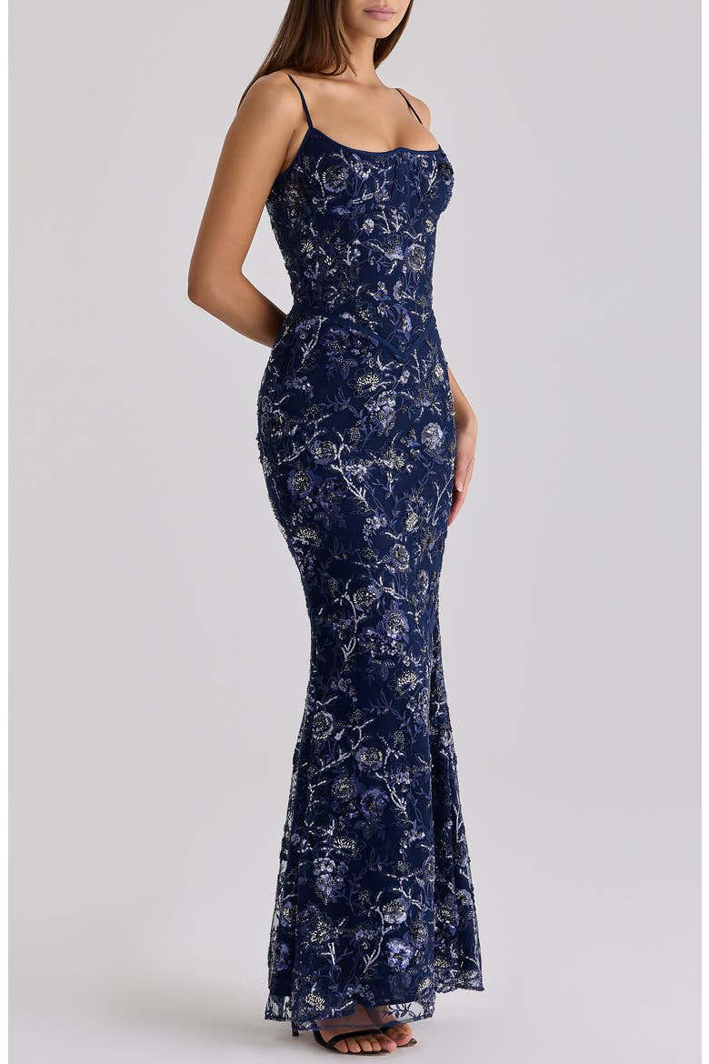 Naima Hand Beaded Gown, Alternate, color, NAVY