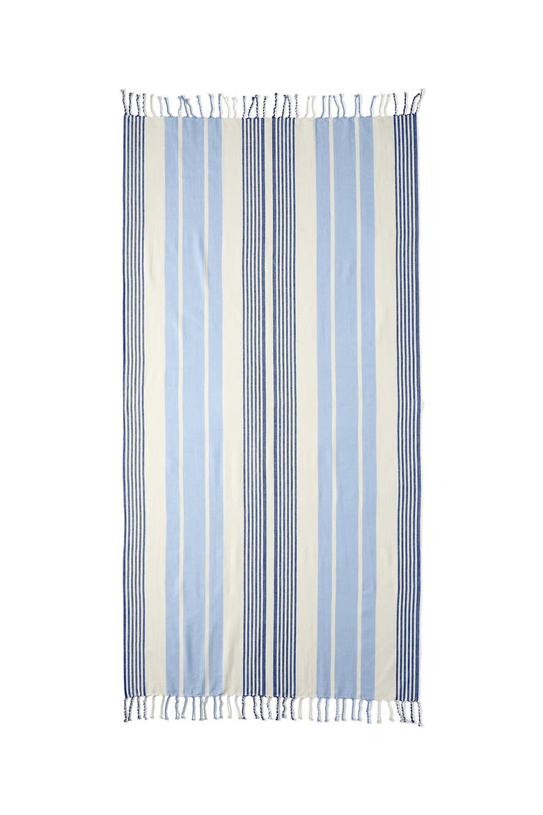 Coast Clear Sand Resistant Turkish Cotton Beach Towel, Main, color, Blue/Deep Sea Navy Stripe