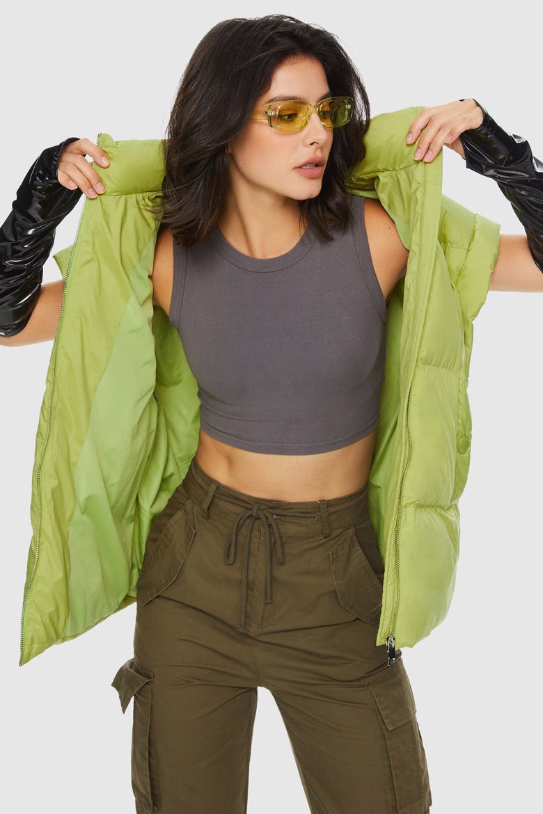 Oversized Sleeveless Classic Puffer Vest, Alternate, color, Light green