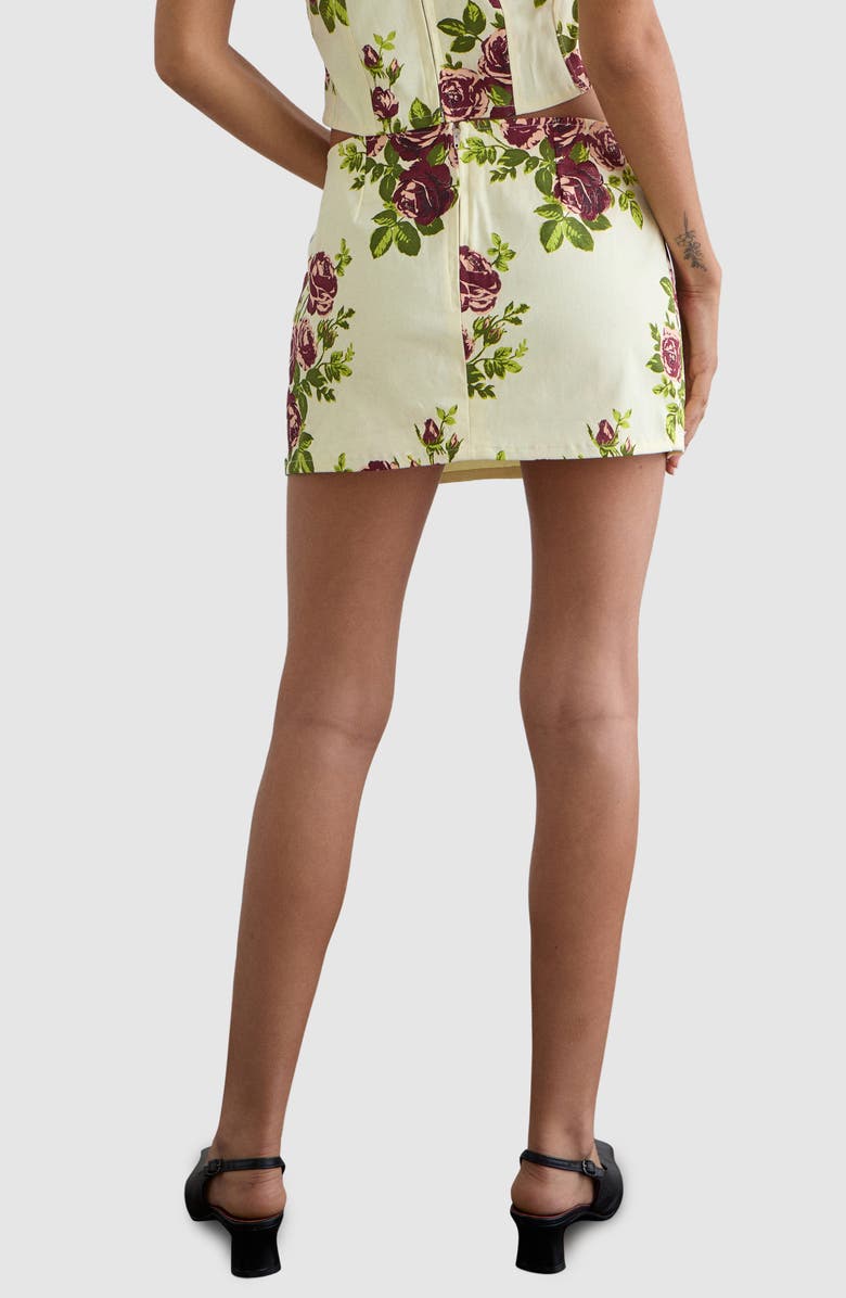 Motel Pravara Floral Stretch Cotton Miniskirt, Alternate, color, Bouquet Roses Cream