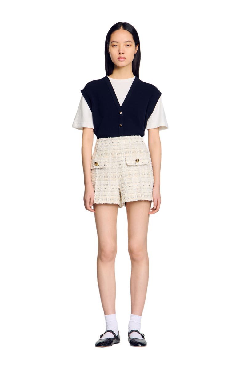 SANDRO Decorative tweed shorts, Alternate, color,