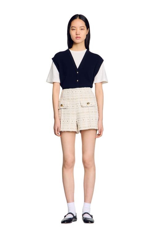 SANDRO SANDRO DECORATIVE TWEED SHORTS 