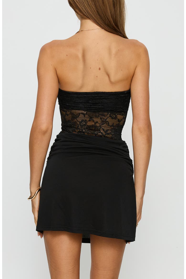 Gwendolen Strapless Lace Minidress, Alternate, color, BLACK