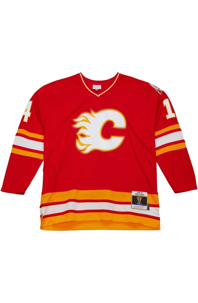 Mitchell & Ness Men's Mitchell & Ness Theoren Fleury Red Calgary Flames  1988/89 Blue Line Player Jersey, Alternate, color, 