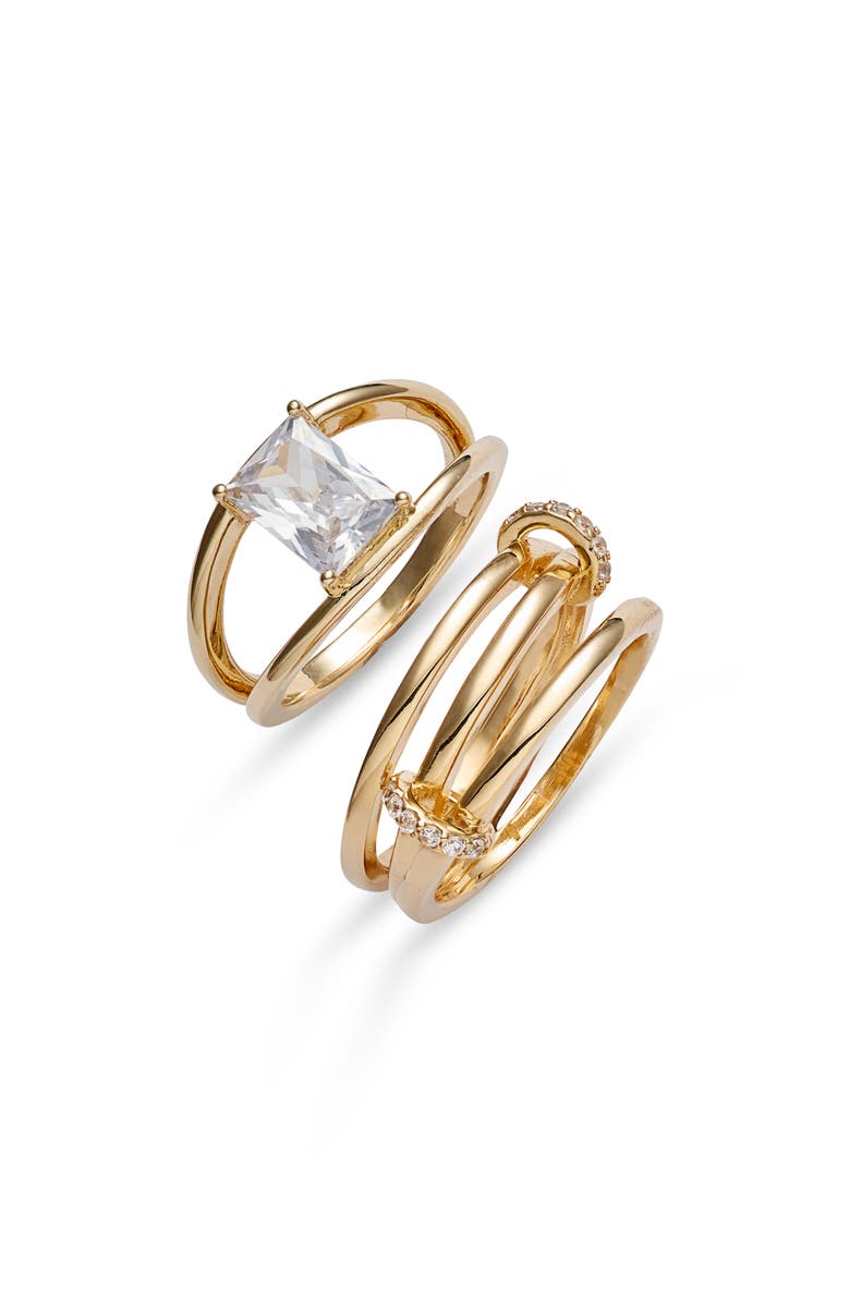 Nordstrom Frozen Spiral CZ 2-Piece Ring Set, Main, color, 