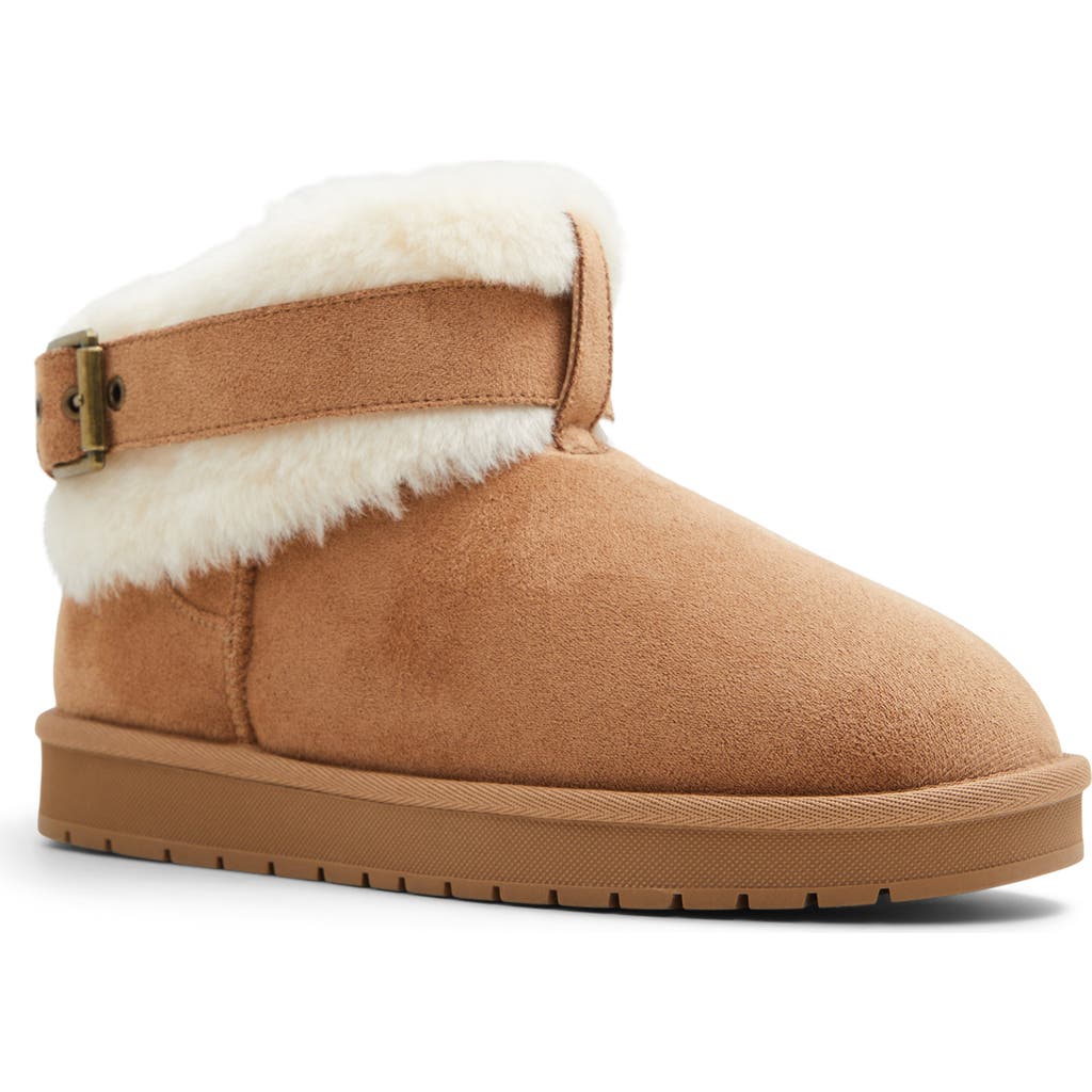 Call It Spring Annsophie Faux Fur Trim Bootie In Taupe