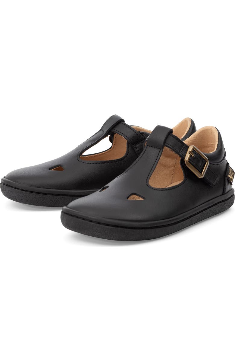 Young Soles Darcey Barefoot Kids T-Bar Shoe, Main, color, Black