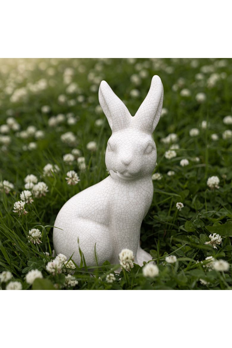Vintage Crackle Bunny Figure White Stoneware, Alternate, color, White