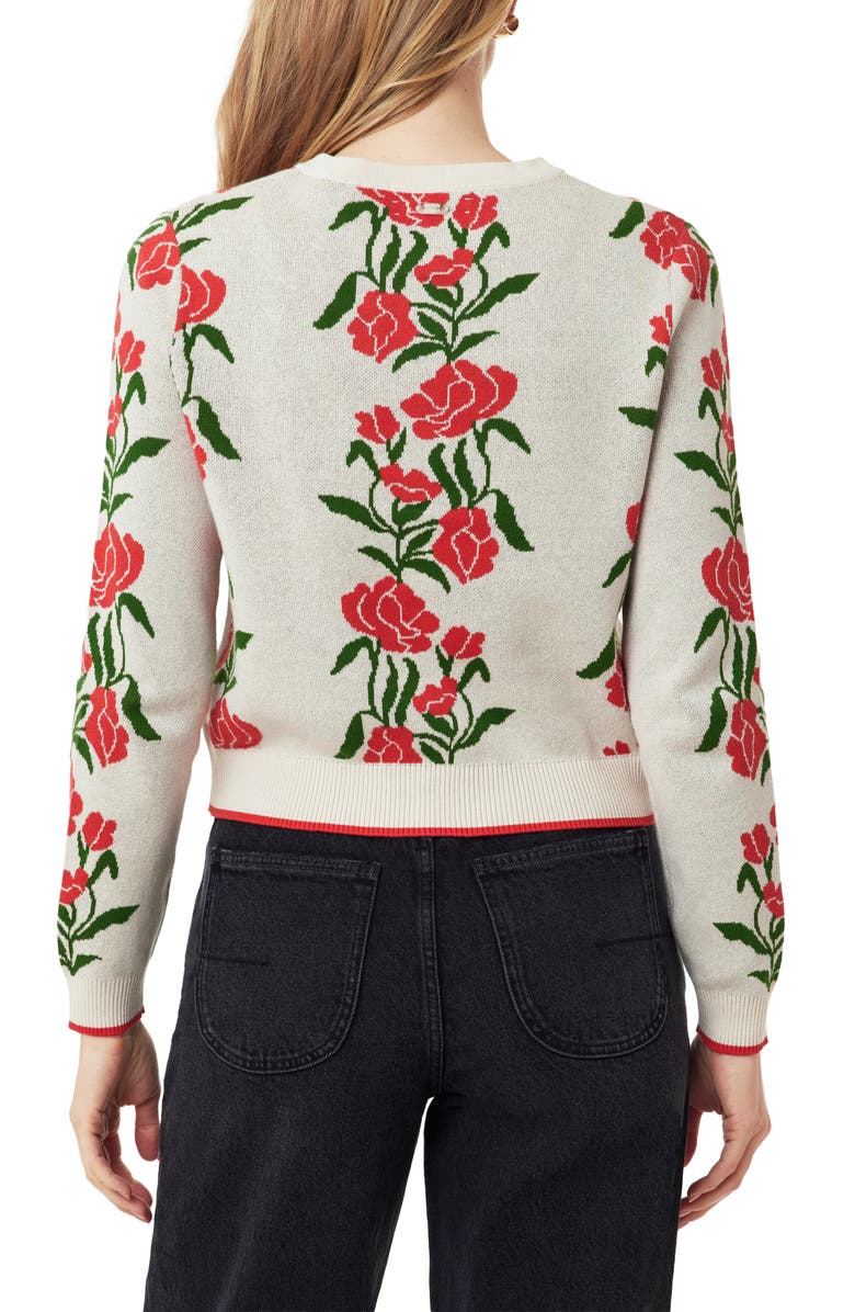 Scotch & Soda Poinsettia Intarsia Crewneck Sweater, Alternate, color, Whitecap Gray Poinsettia Green
