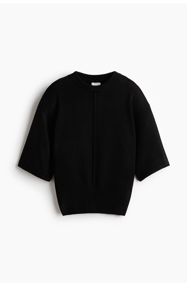 H&M Knitted Top, Main, color, Black