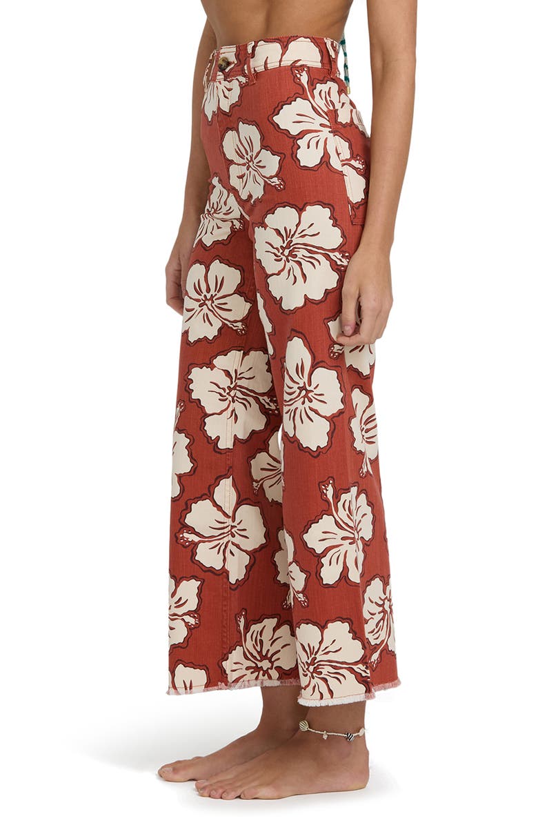 Billabong Free fall Print Wide Leg Twill Pants, Alternate, color, Sedona