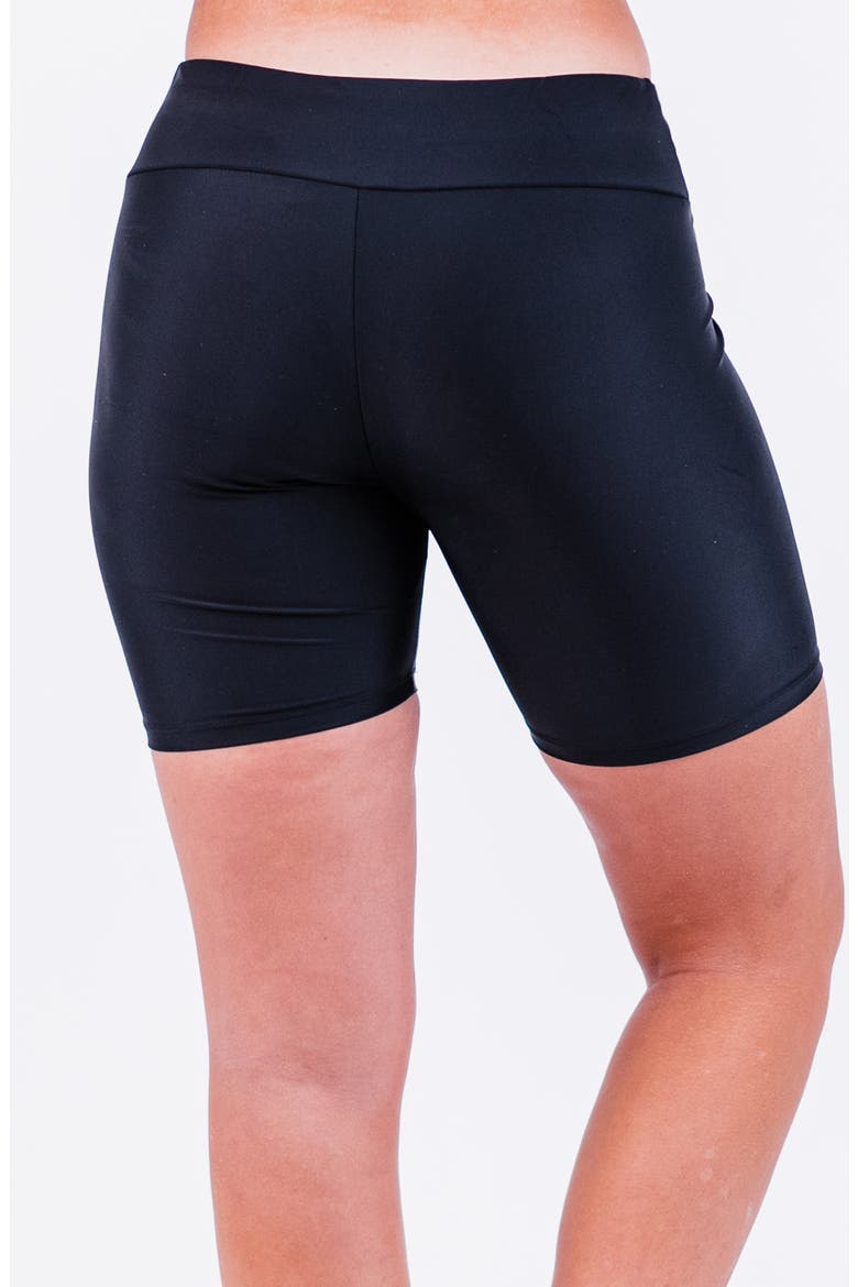 Mid-Thigh Swim Shorts, Alternate, color, Black