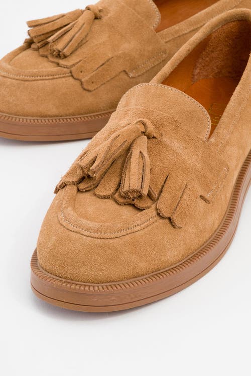 Forever & Always Shoes Milly Leather Tassel Loafer In Cognac Suede Leather