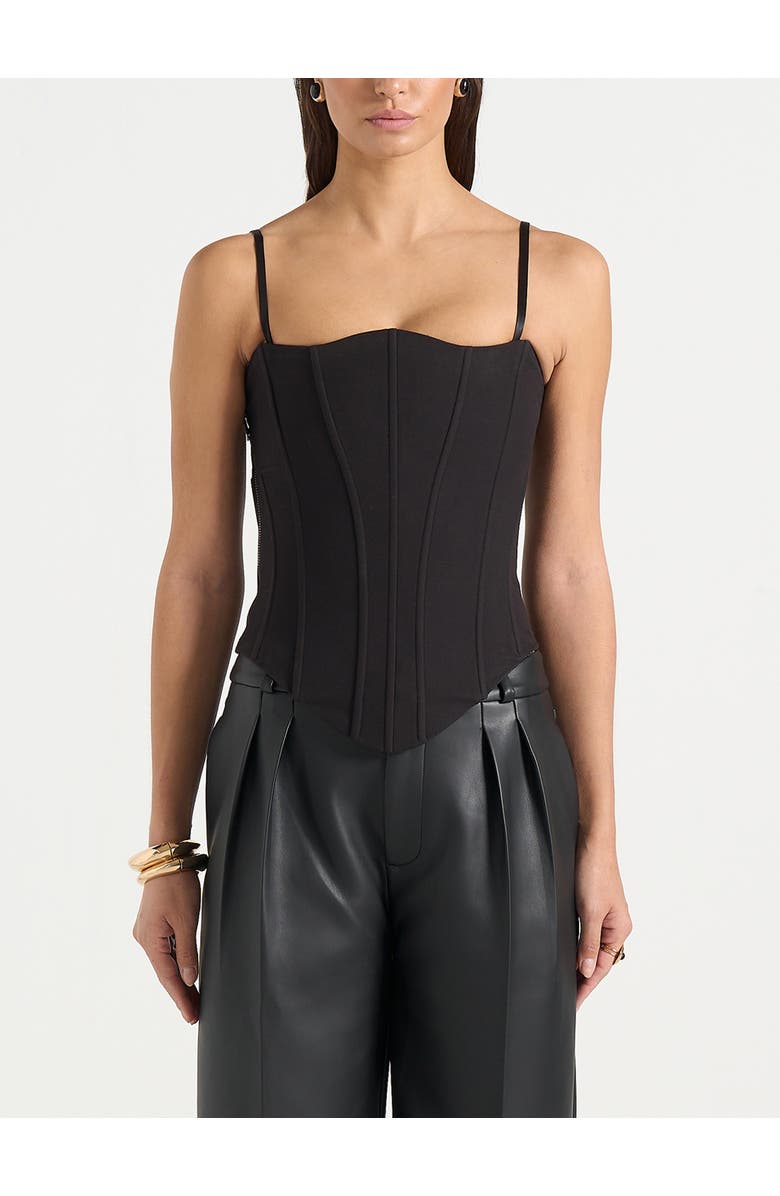 Manière De Voir Scarlett Tailored Lace Up Corset, Alternate, color, Black
