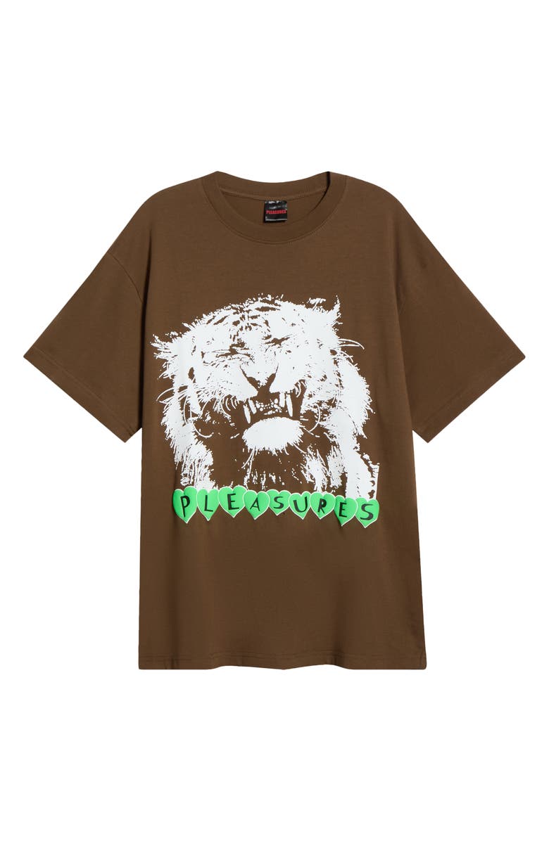 PLEASURES Grin Cotton Graphic T-Shirt, Alternate, color, Brown