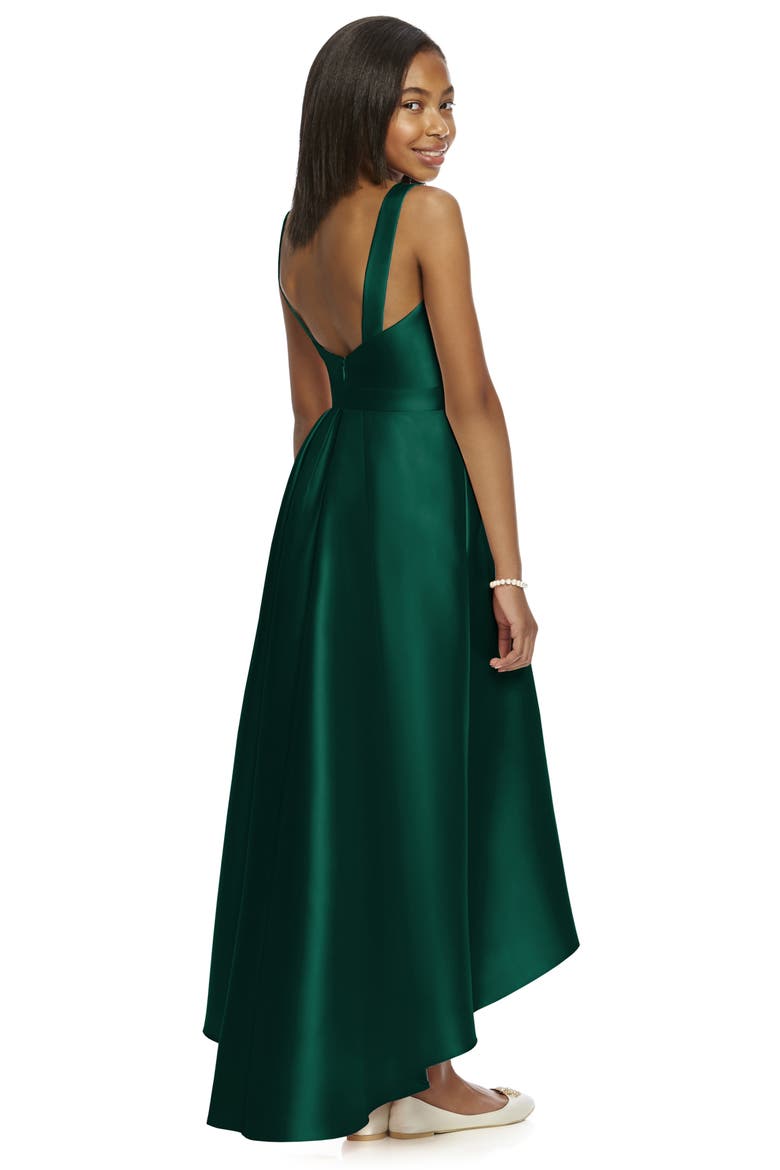 High/Low Junior Bridesmaid Dress, Alternate, color, HUNTER