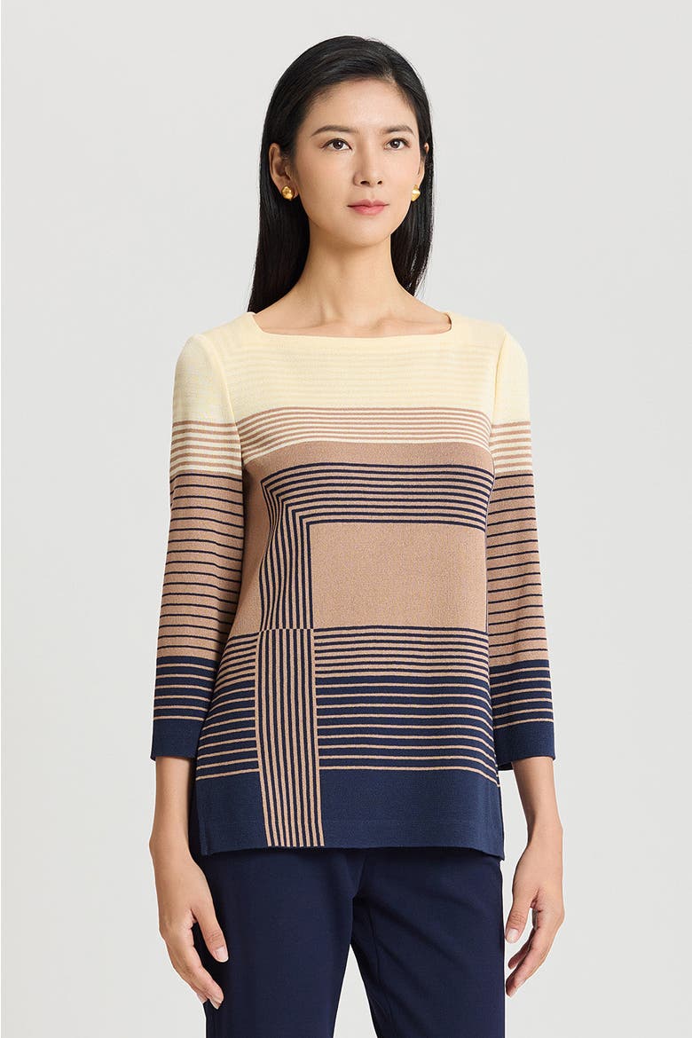 Ombre Stripe Soft Knit Tunic, Alternate, color, Indigo/Warm Taupe/Almond