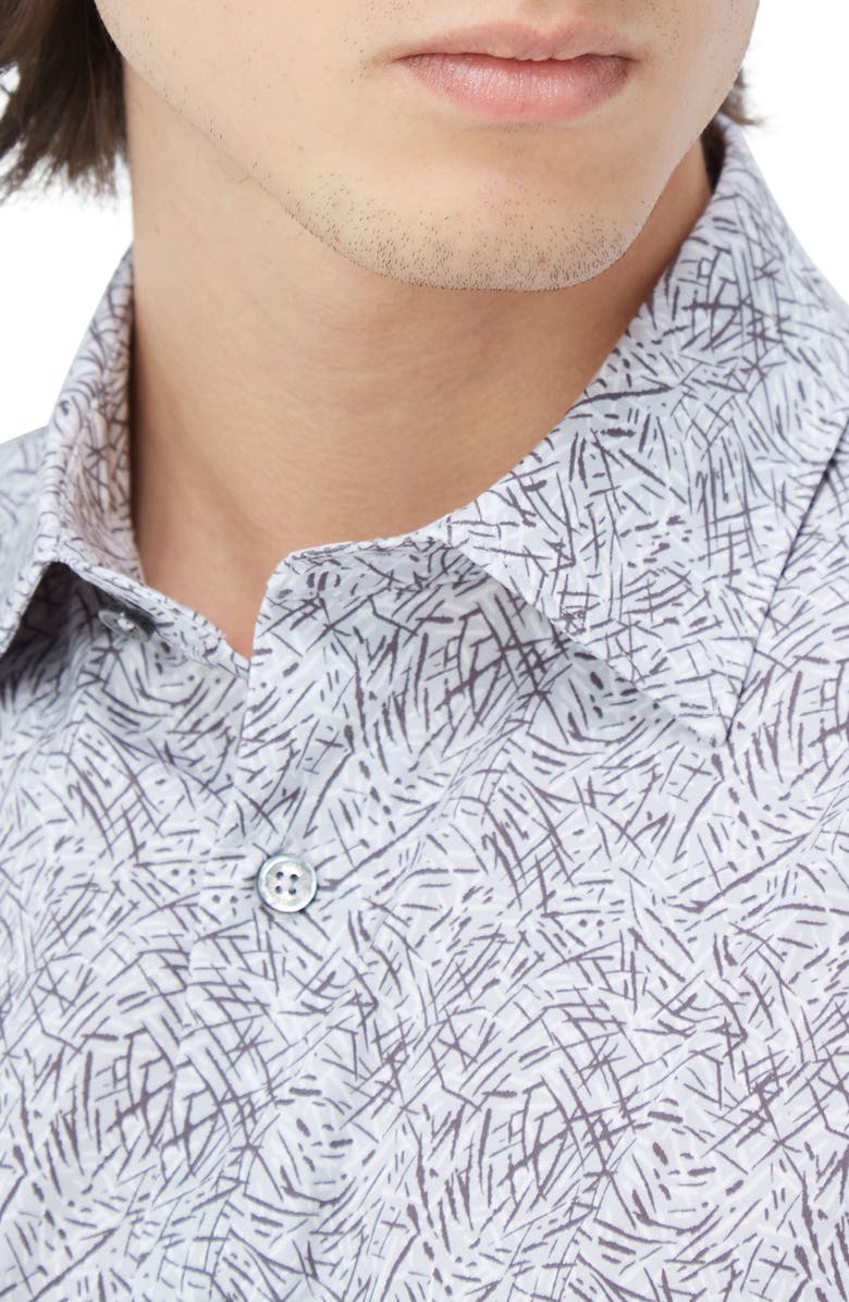 Bugatchi James OoohCotton<sup>®</sup> Abstract Print Button-Up Shirt, Alternate, color, Zinc