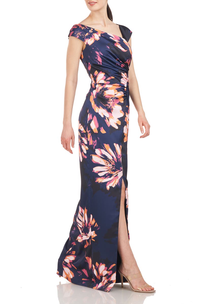 Kay Unger Wafa Floral Column Gown, Alternate, color, 