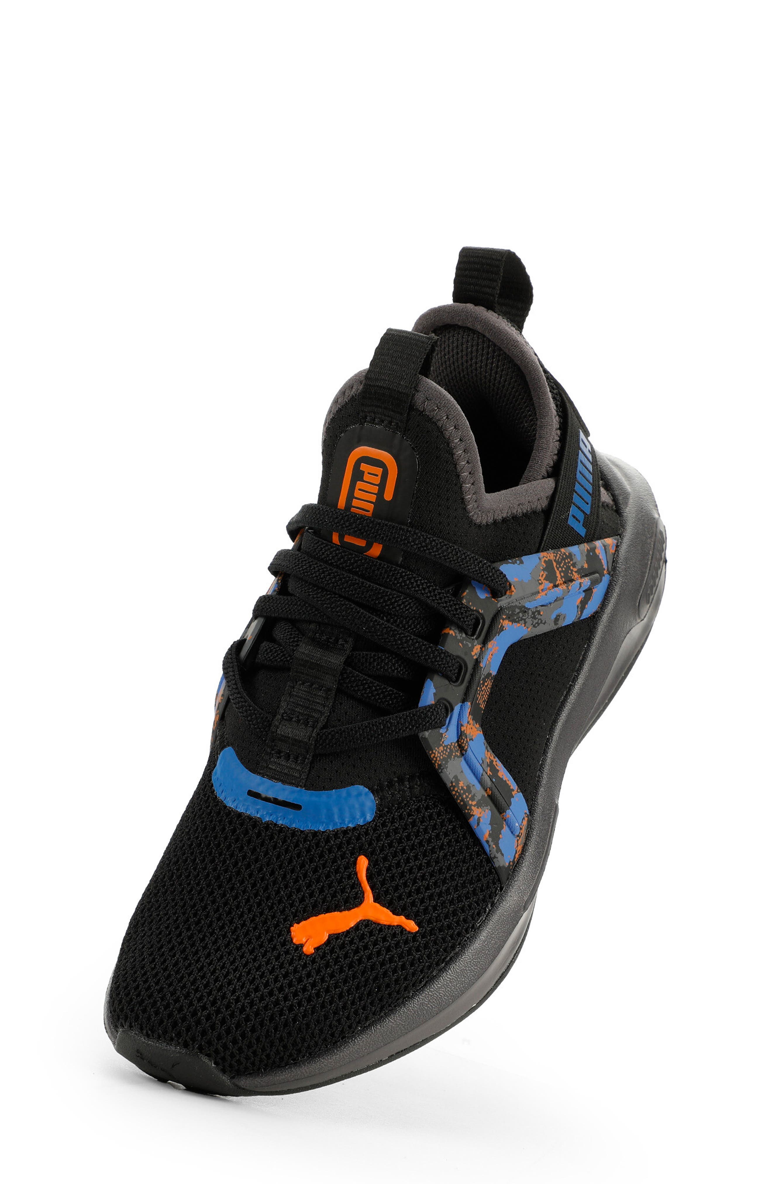PUMA Kids' Softride Enzo 5 Sneaker, Alternate, color, Puma Black/ Orange/ Blue