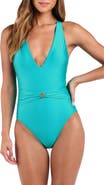 L'AGENCE Lisa Shimmer Plunge One-Piece Swimsuit