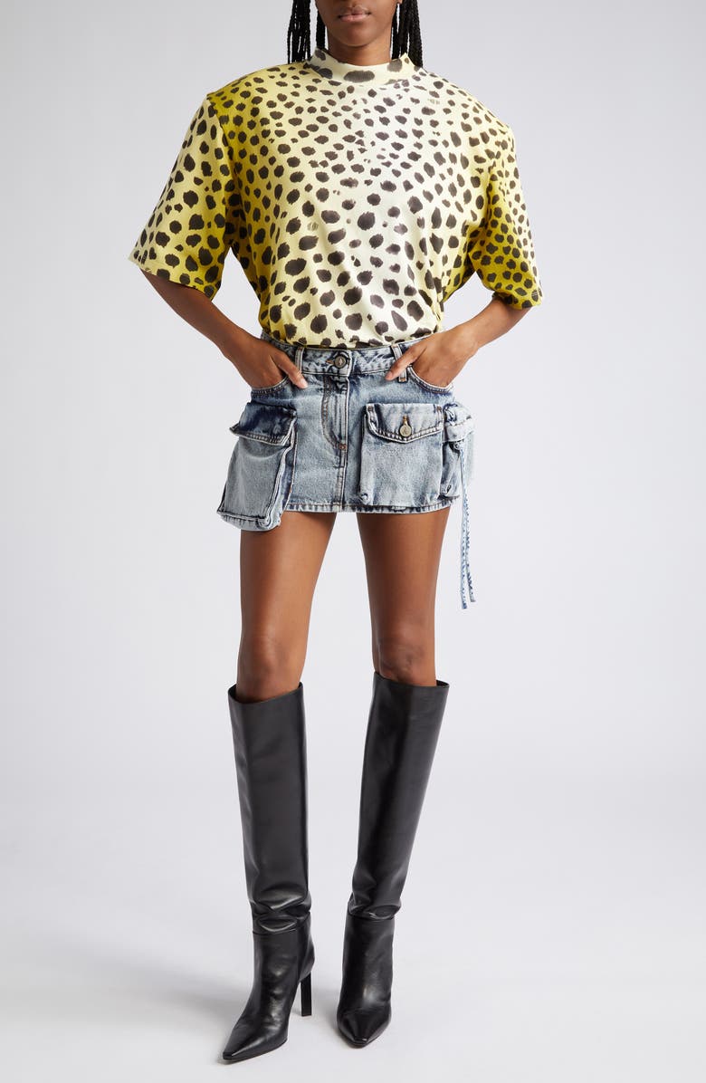 The Attico Fay Denim Cargo Skirt, Alternate, color,