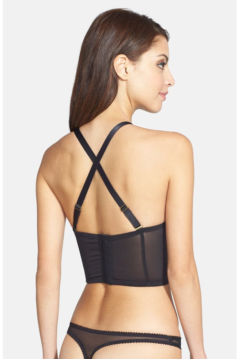 'Her Sexellency' Overwire Longline Bra, Alternate, color, BLACK