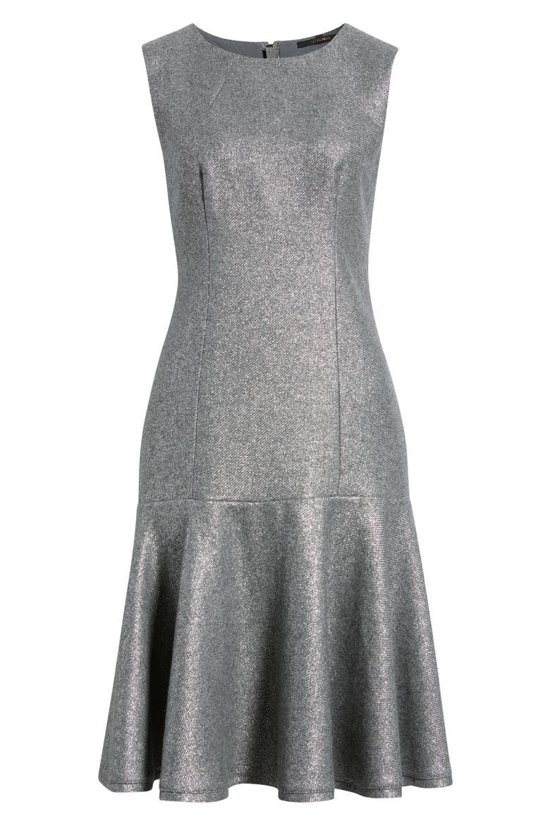 Brett Sleeveless Metallic Drop Waist Dress, Alternate, color, GREY
