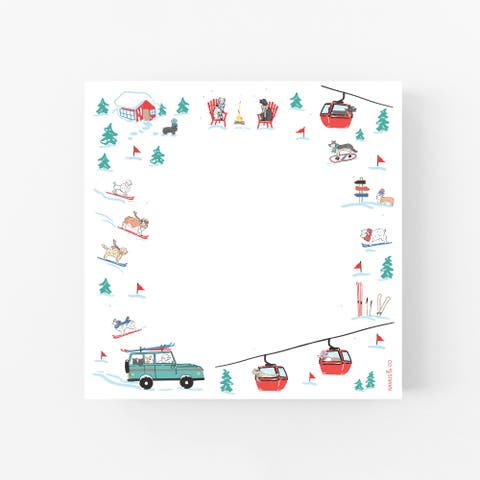 Ski Dogs Notepad 6" x 6" Square Notepad (100 Heavyweight Tear-Off Sheets)