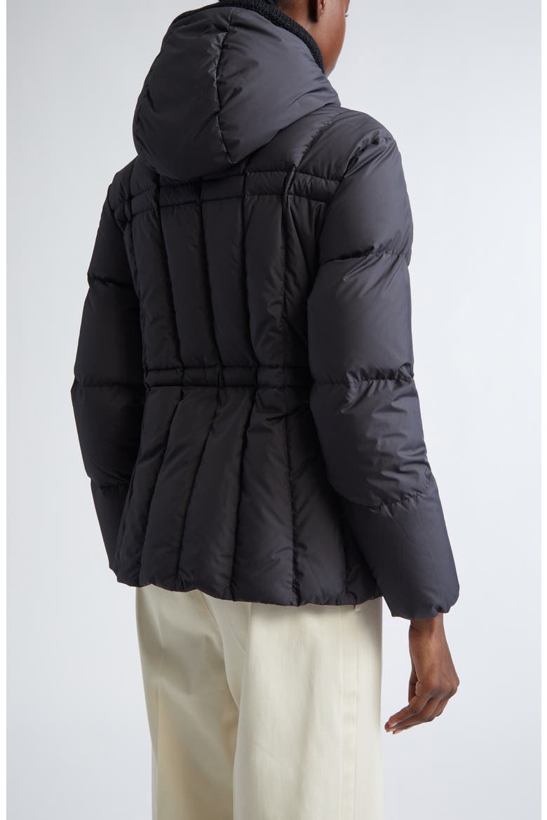 Estom Vertical Quilted Hooded Down Jacket, Alternate, color, BLACK