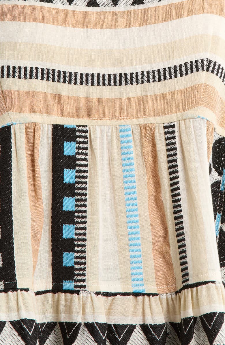 Elan Tiered Cotton Cover-Up Dress, Alternate, color, Neutral Aztec