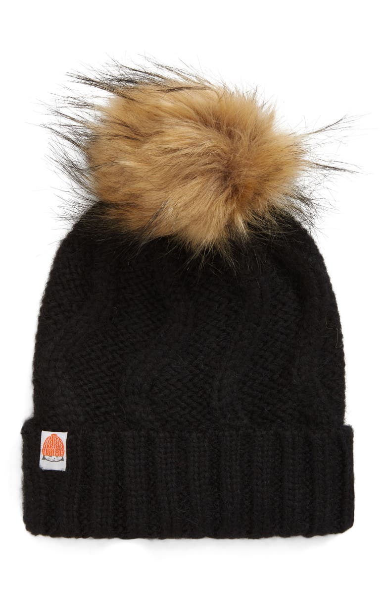 Sh*t That I Knit The Beacon Alpaca Blend Beanie with Faux Fur Pom, Main, color, 