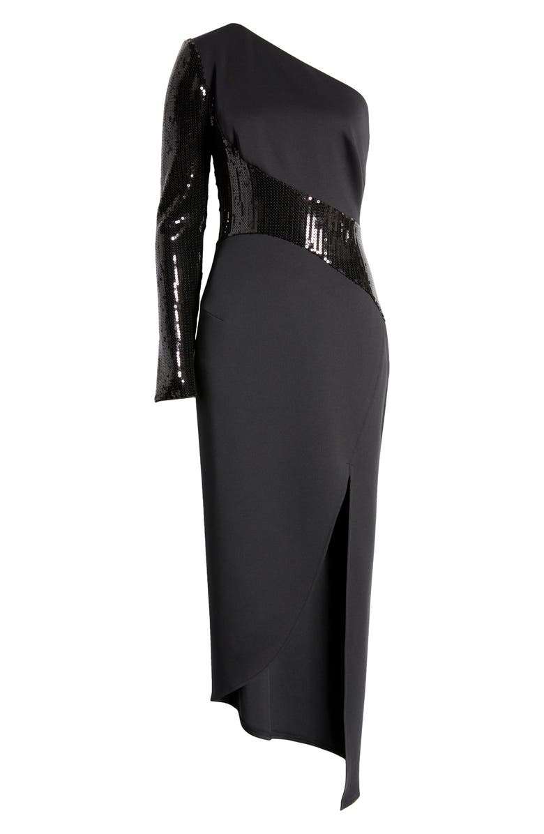 SHO by Tadashi Shoji Sequin One-Shoulder Scuba Dress, Alternate, color, 