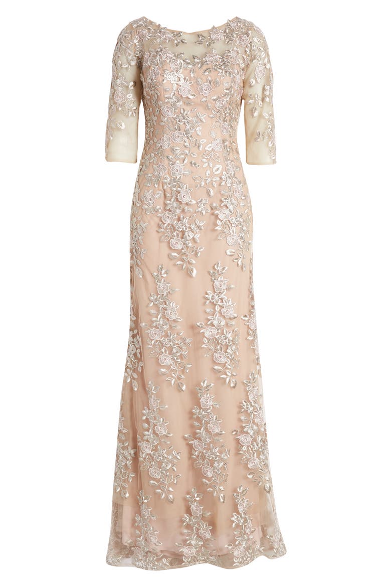 Floral Column Gown, Alternate, color, CHAMPAGNE