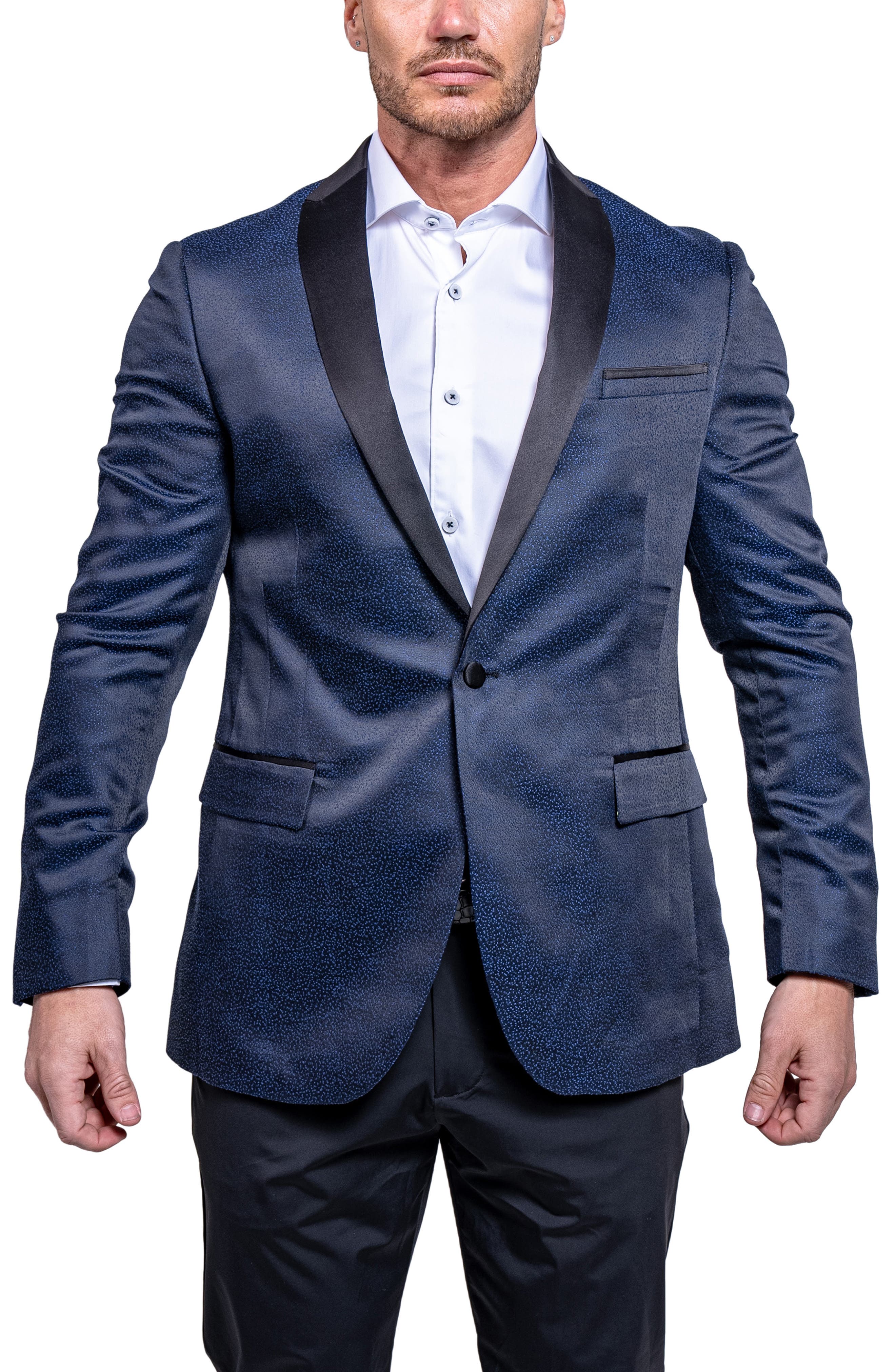 Tesla Ascension2166 Blue Satin Jacquard Dinner Jacket