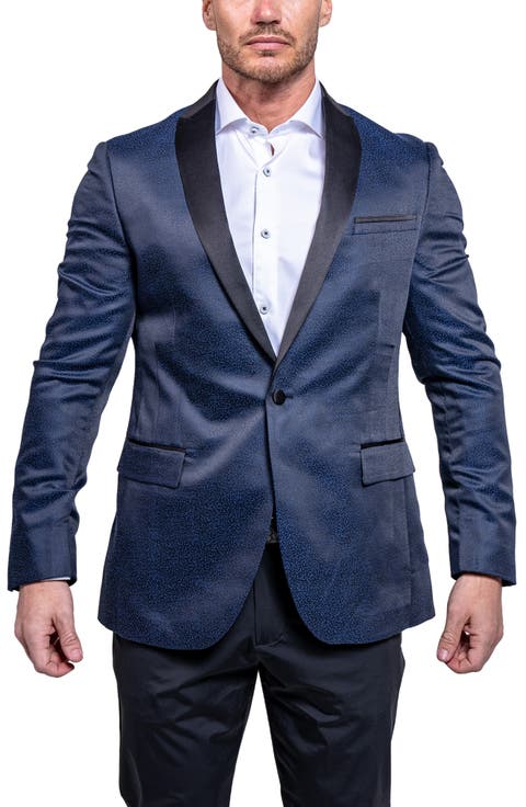Tesla Ascension2166 Blue Satin Jacquard Dinner Jacket