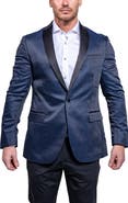 Maceoo Tesla Ascension2166 Blue Satin Jacquard Dinner Jacket