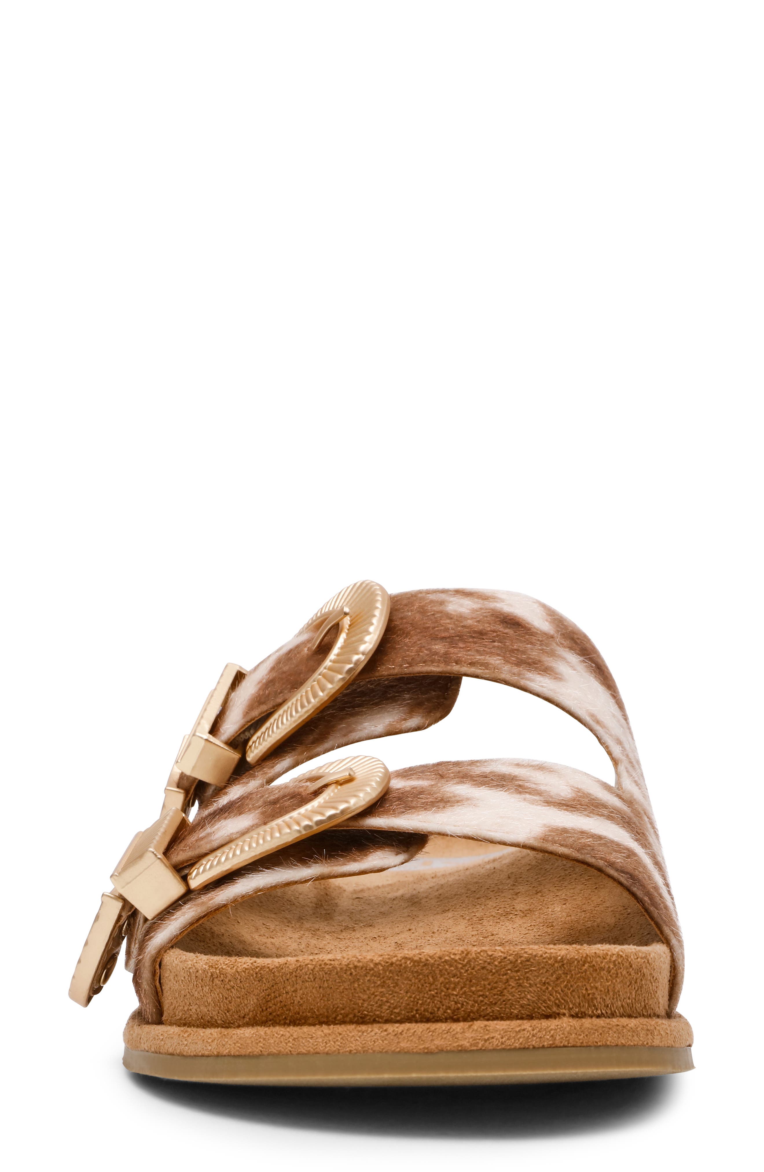 Percy Slide Sandal, Alternate, color, COW FAUX CALF HAIR