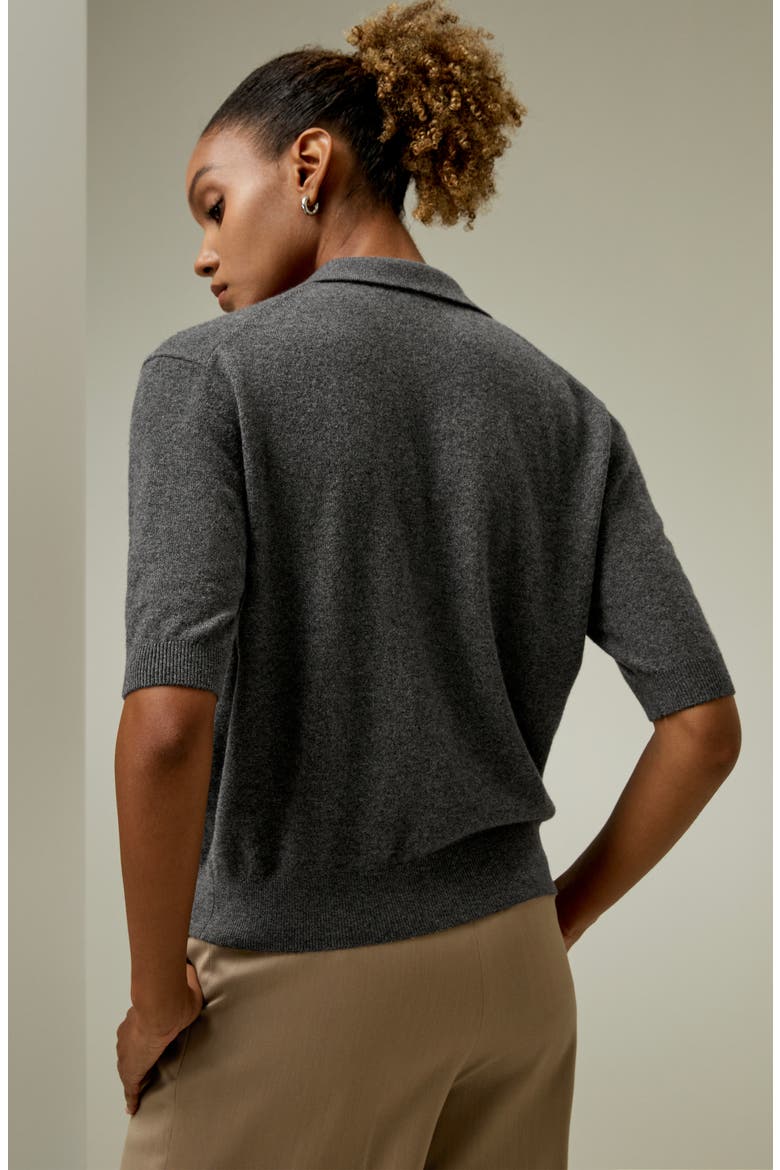 Women's Baby Cashmere Polo Sweater, Alternate, color, Medium Gray