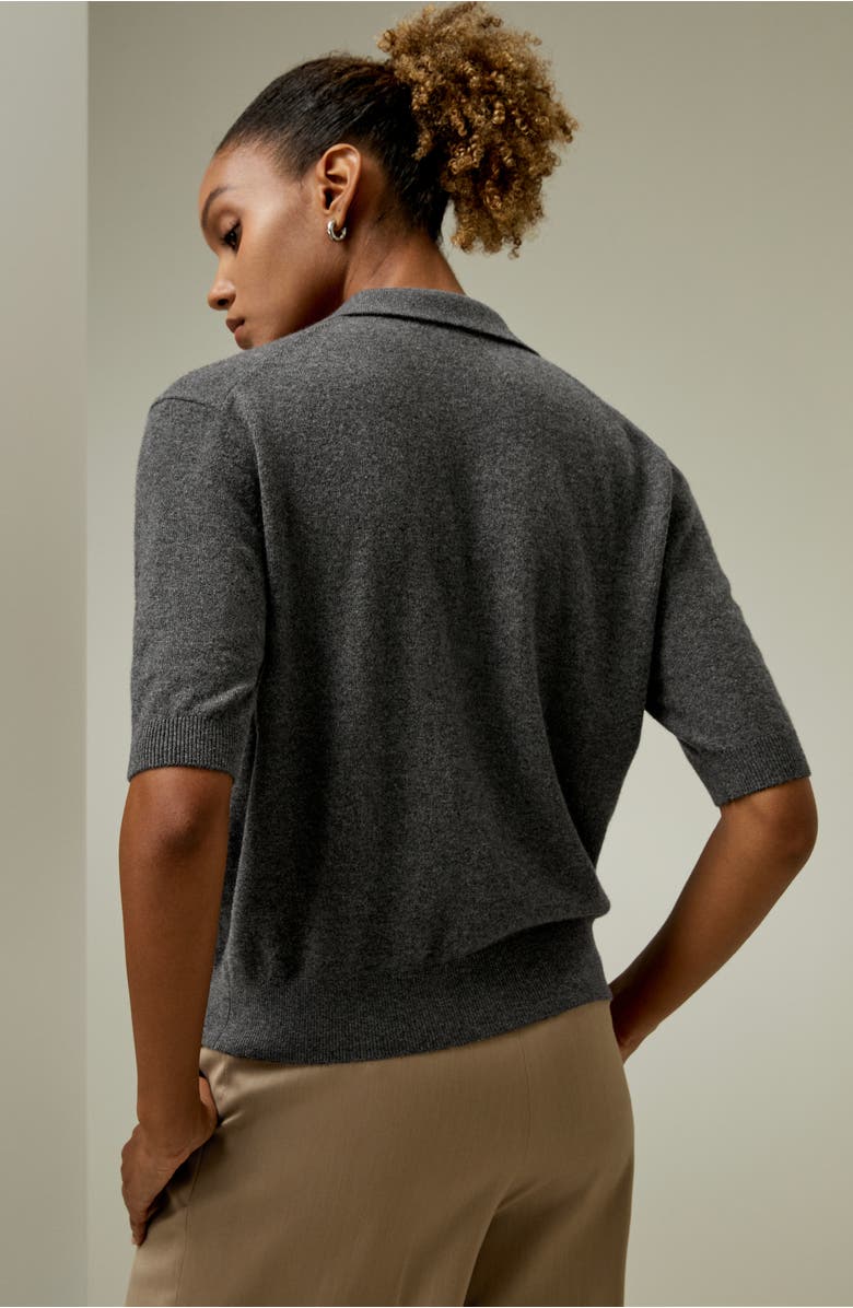 Lilysilk Women's Baby Cashmere Polo Sweater, Alternate, color, Medium Gray