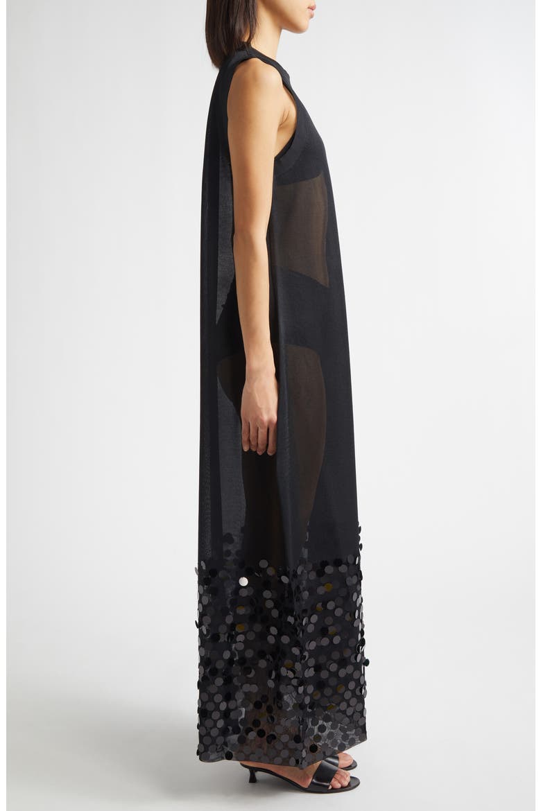 Molly Paillette Mesh Gown, Alternate, color, BLACK