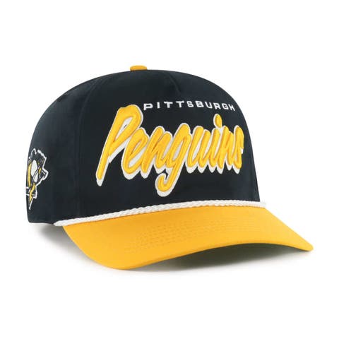 Men's '47 Black/Gold Pittsburgh Penguins Dropshadow Rope Hitch Adjustable Hat