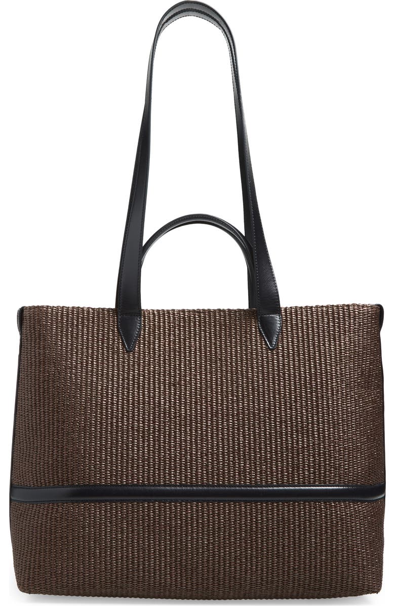 Dries Van Noten Bombe Woven Raffia Tote Bag, Main, color, Dark Brown