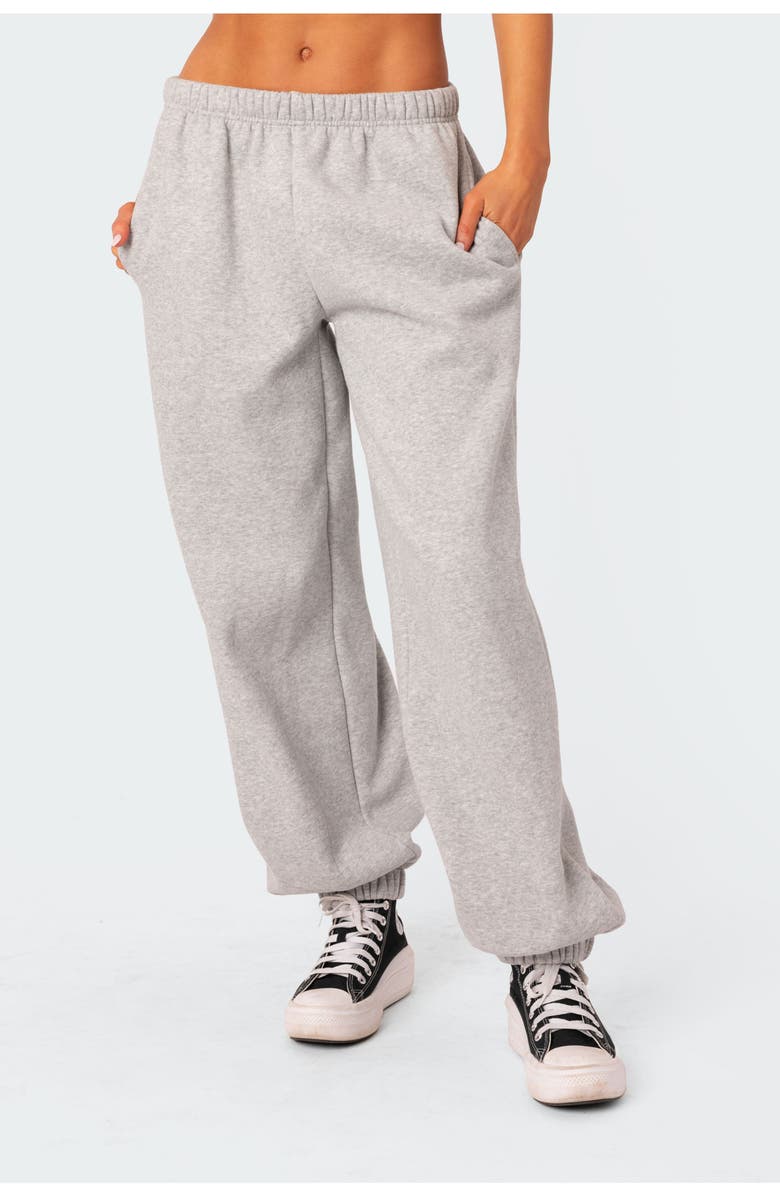 EDIKTED Clark Oversize Cotton Blend Sweatpants, Alternate, color, Grey-Melange