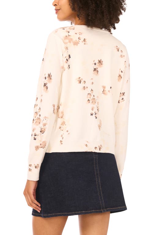 Vince Camuto Floral Cardigan In Brown