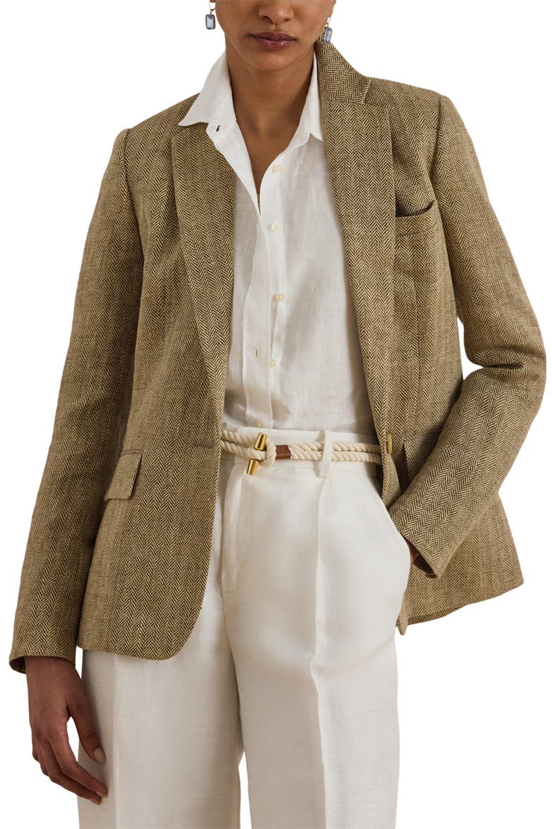Linen Herringbone Jacket, Main, color, CREAM/ BEIGE/ MULTI