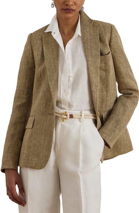 Lauren Ralph Lauren Linen Herringbone Jacket (Regular & Petite)