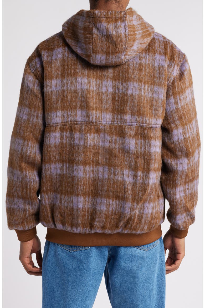 Hooded Heavyweight Plaid Work Jacket, Alternate, color, BRICK / DUSK